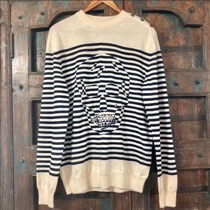 Alexander McQueen striped skull sweater ivory L